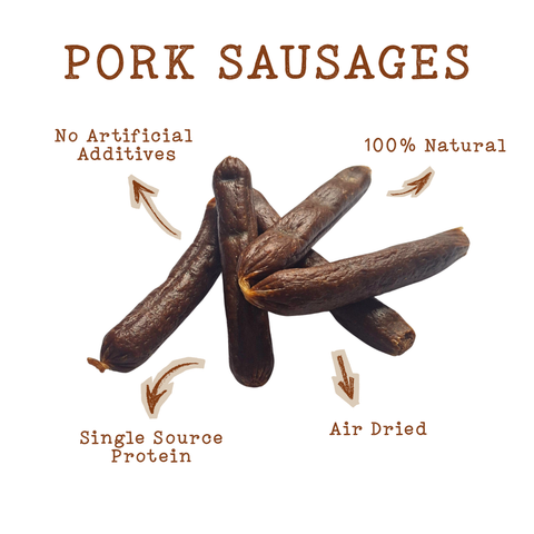 Vale Pet Foods | Pork Sausages | Air-Dried Natural Dog Treats (200g)