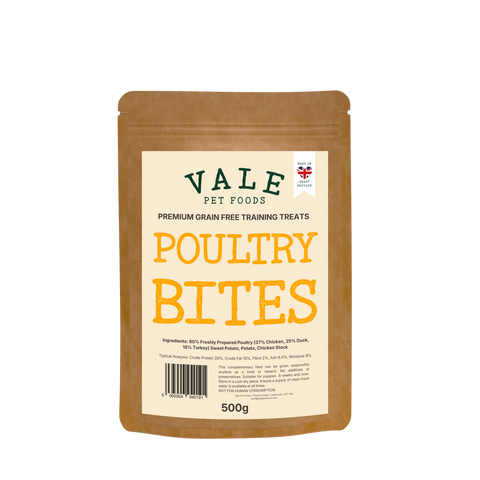 Vale Pet Foods | Poultry Bites | Air-Dried Natural Dog Treats (500g)