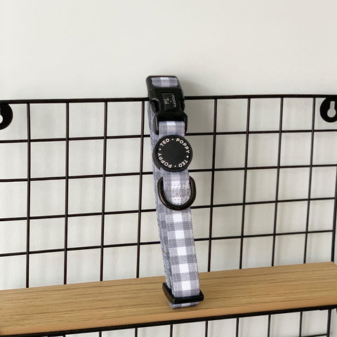 Walk + Wear | Dog Collar | Grey Plaid